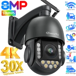 4K 8MP 30-facher Zoom IP-PTZ-Kamera Außenbereich Automatische Verfolgung Erkennung von Personen und Fahrzeugen WiFi-Überwachungskamera Speed-Dome-Überwachungskamera CamHi Scheinwerfer und Sirene, 2-Wege-Audio, RTSP