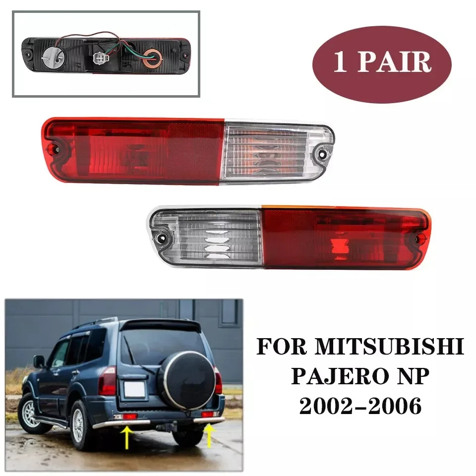Pair Left Right Rear Bumper LED Tail Lights for Mitsubishi Pajero NP/Montero NP (2002-2006), Waterproof Brake Lamp with Sequenti
