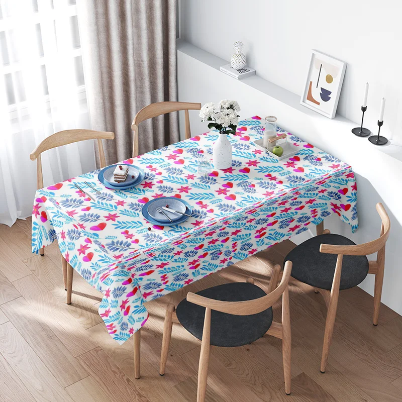 

Delightful Floral TableclothBrightly Colored Printed Polyester Dining Decoration Cover 100% Polyester Fabric, Machine Washable,