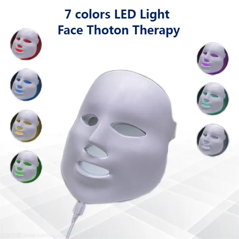 

7 couleurs lumineux LED masque photothérapie masque de soin de la peau anti - acné machine masque visage cou beauté LED masque