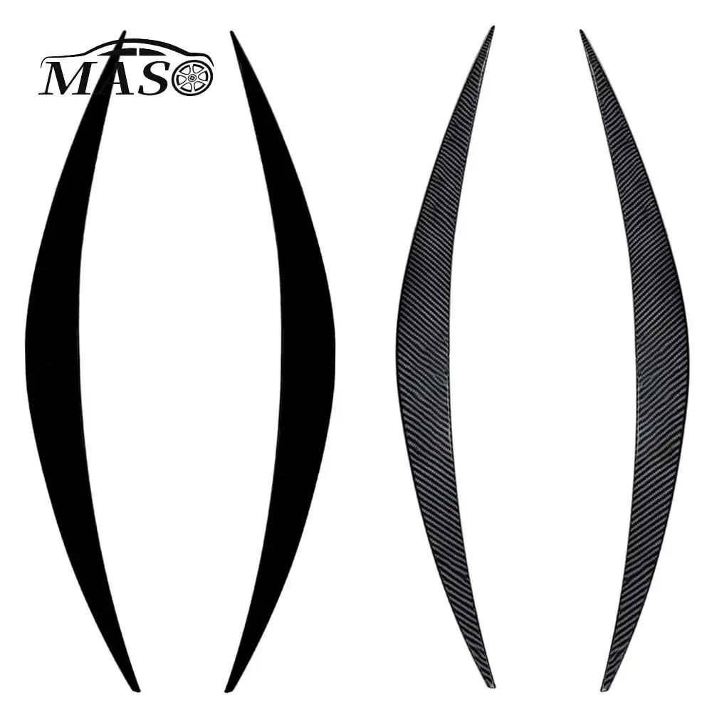 2pcs Car Headlight Eyebrow Eyelid Cover Trim ABS Carbon Fiber/Glossy Black for Hyundai i30 MK3 N N-Line 2017 2018 2019 2020