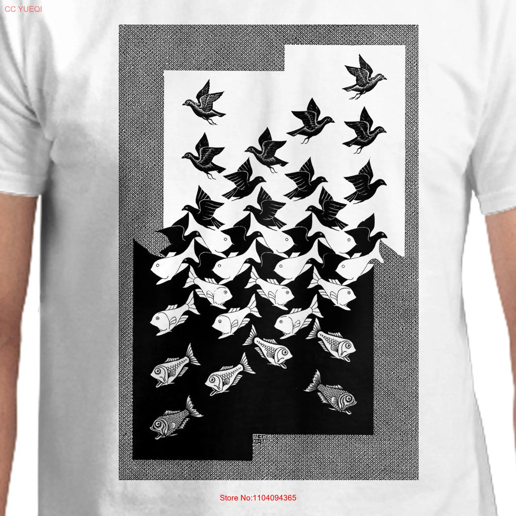 Escher Birds 2 T shirt For Him Her long or short sleeves