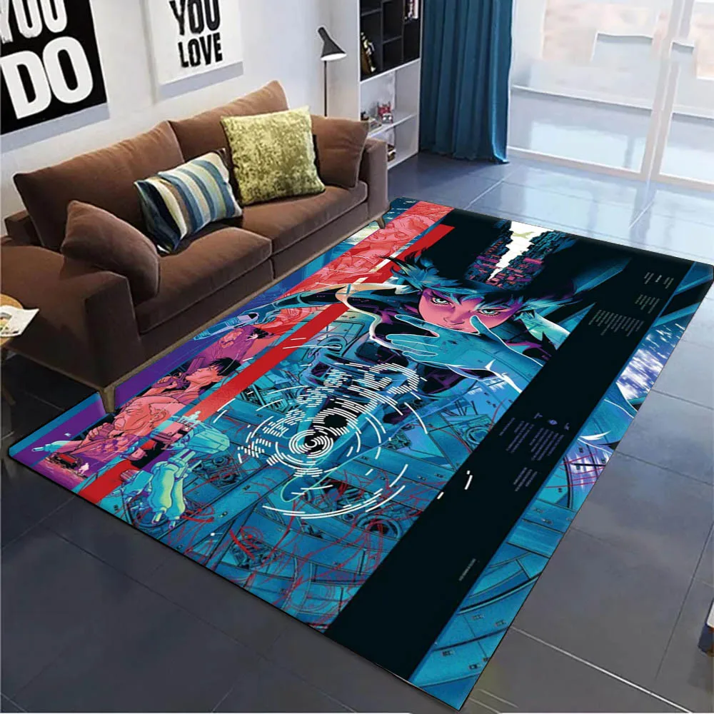 Cartoon G-Ghost In The S-Shell Manga Movie Carpet Rug Art for Room Decor Home Bedroom Sofa Gift Kids Area Rug Non-slip Floor Mat
