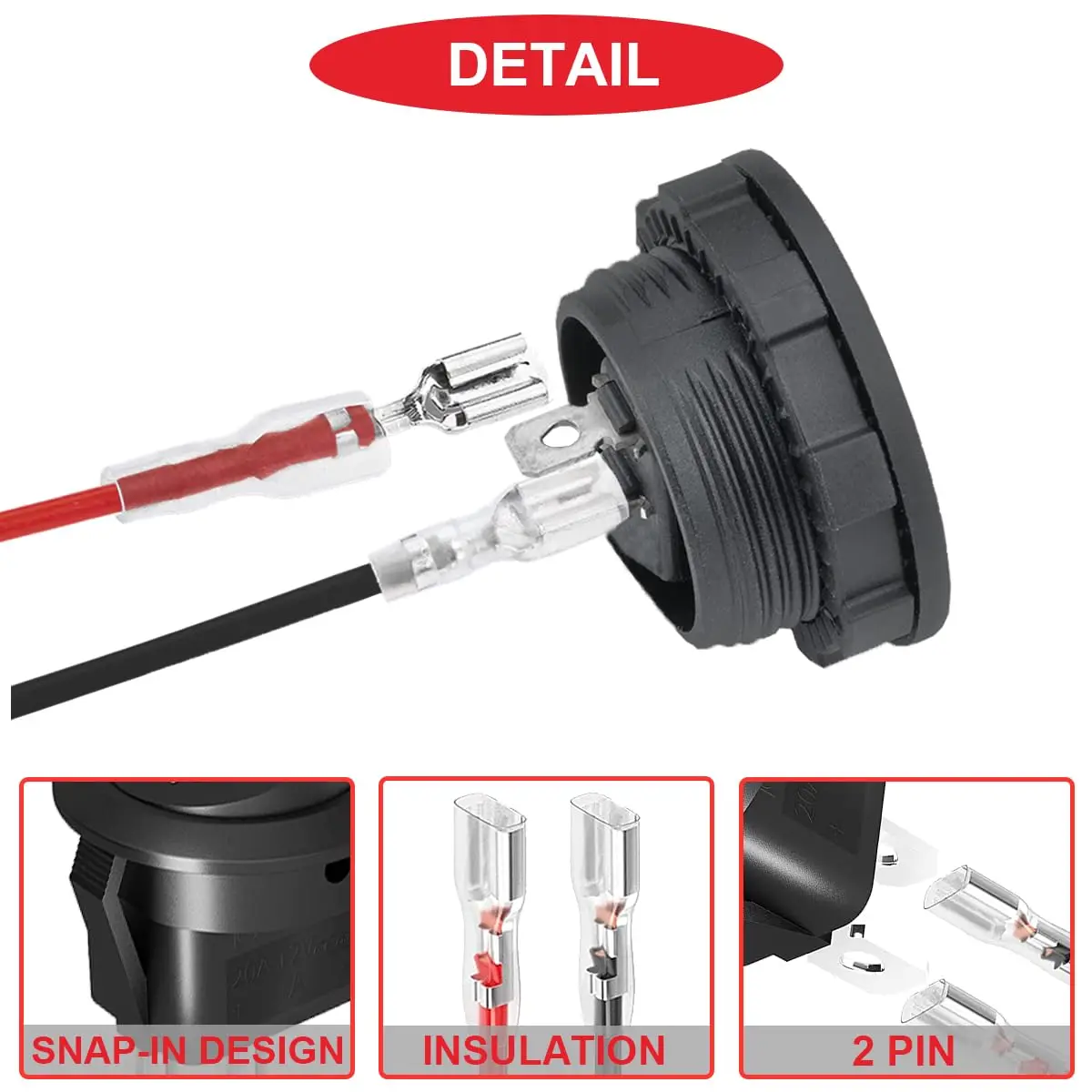 5PCS  Round Rocker Switch Shell 12V ON Off Switch 12V DC Circle Toggle Switch 2 Pin SPST 20mm Mini Rocker Switch with Wires