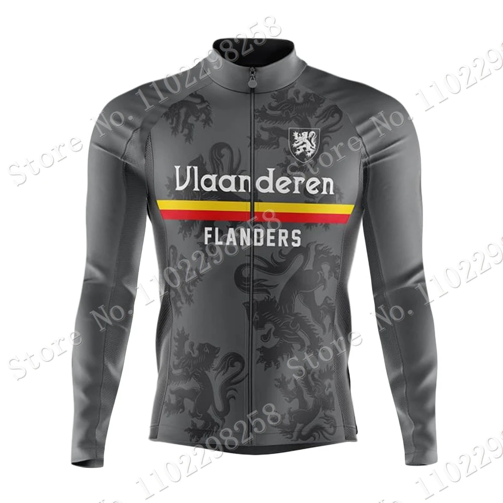 2024 Winter Vlaanderen Flanders Cycling Jersey Long Sleeve Belgium Clothing Race Road Bike Shirts Bicycle Tops MTB Uniform