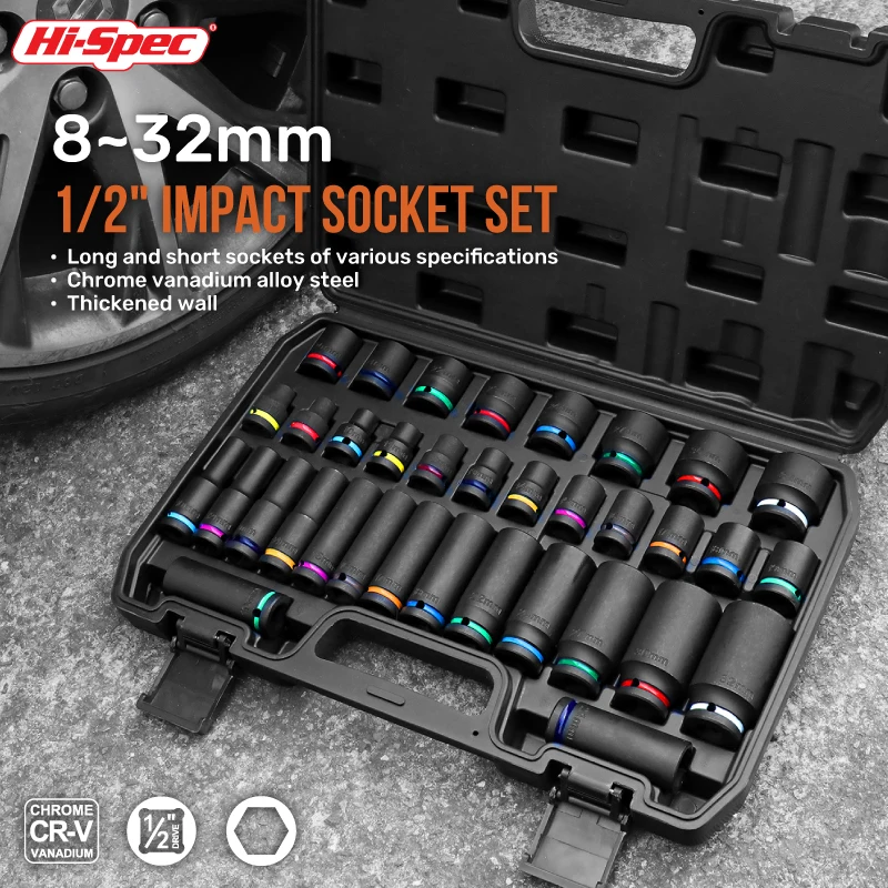 Hi-spec Longa e Curta Chave de Fenda Bits Socket Grupo Hex Bit Chrome Drive Socket Longa e Curta Chave de Fenda Reparação 35 Pcs 2