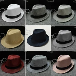 Fedora – chapeau d'été pour hommes, élégant, Vintage, noir, blanc, rouge, bord, Panama, Jazz, plage, unisexe, classique