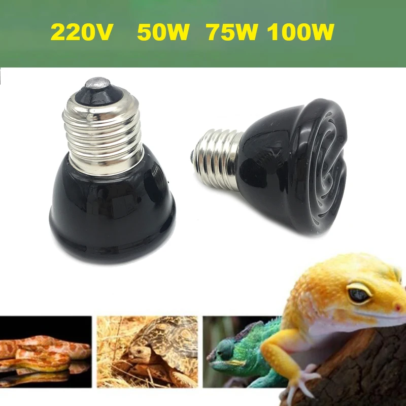 220V Mini Pet Reptile Heat Lamp Kit with Clip-on Ceramic Lights Holder Heating Lamp Set Tortoises Basking Lighting E27 EU Plug