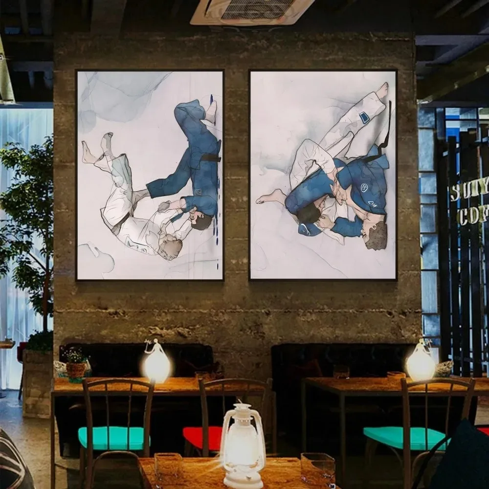 Jiu Jitsu Skeleton Fighter Abstract Poster and Prints Image Wall Art Canvas Painting Wall Pictures for Living Room Decor