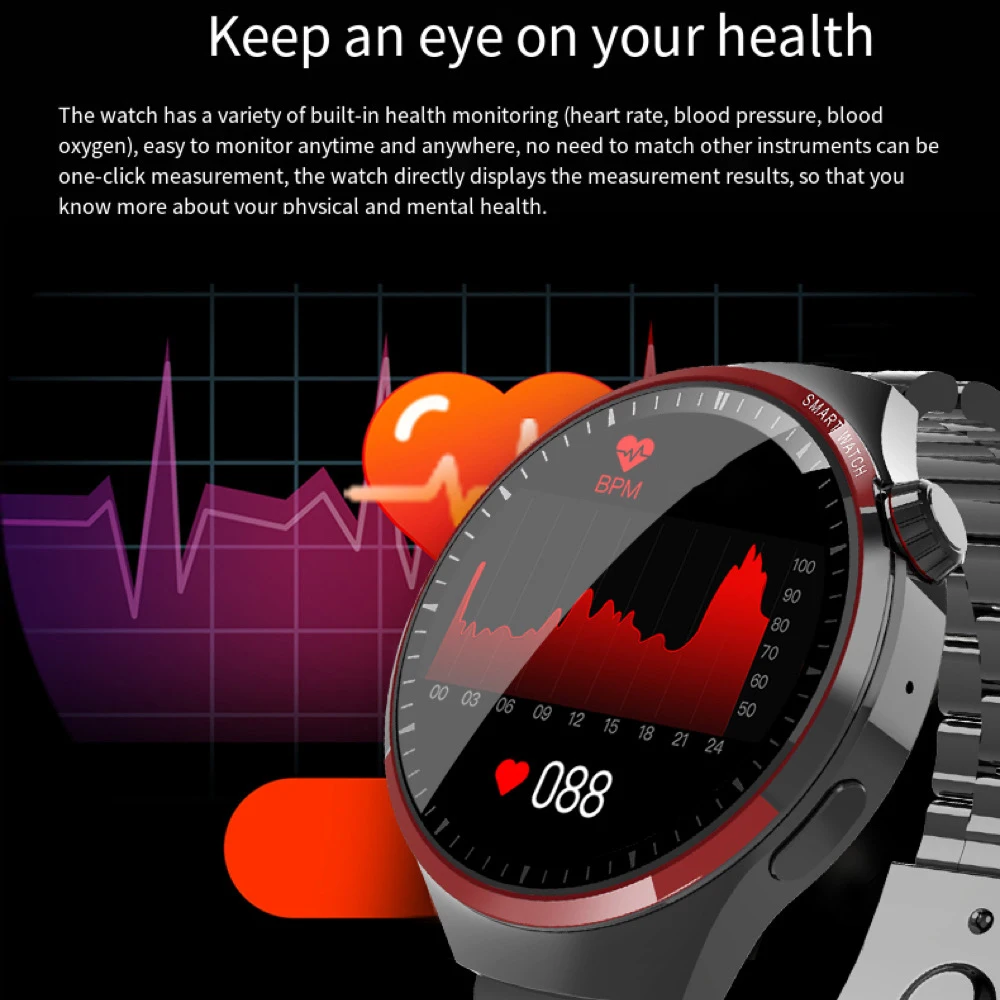ساعات ذكية بتقنية البلوتوث مضادة للماء للرجال ، جهاز تعقب اللياقة البدنية ، معدل ضربات القلب ، سوار معصم رياضي ، موسيقى ، NFC ، قرص ساعة ثلاثي الأبعاد