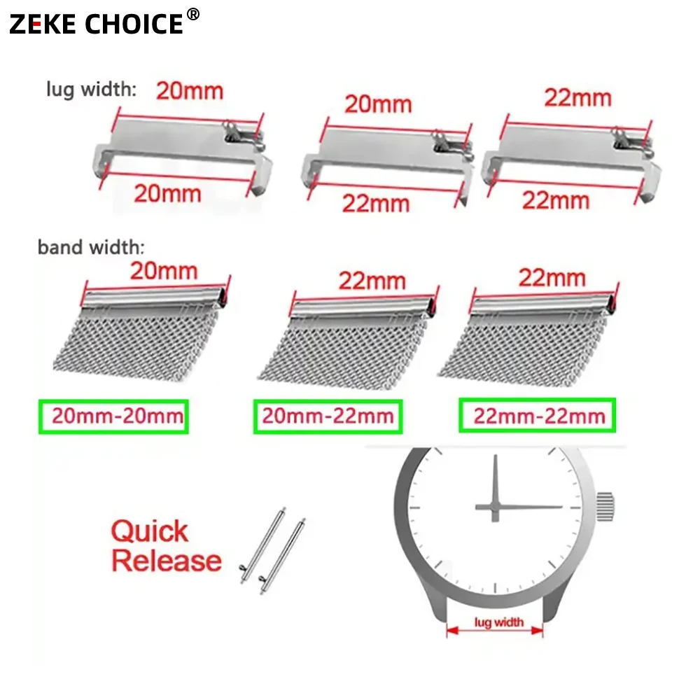 1 Pair Watch Strap Adapter 22mm To 22mm,20mm To 18/20/22mm,18mm To 20mm 22mm Quick Release Pins Connectors Watchband Accessories image 6