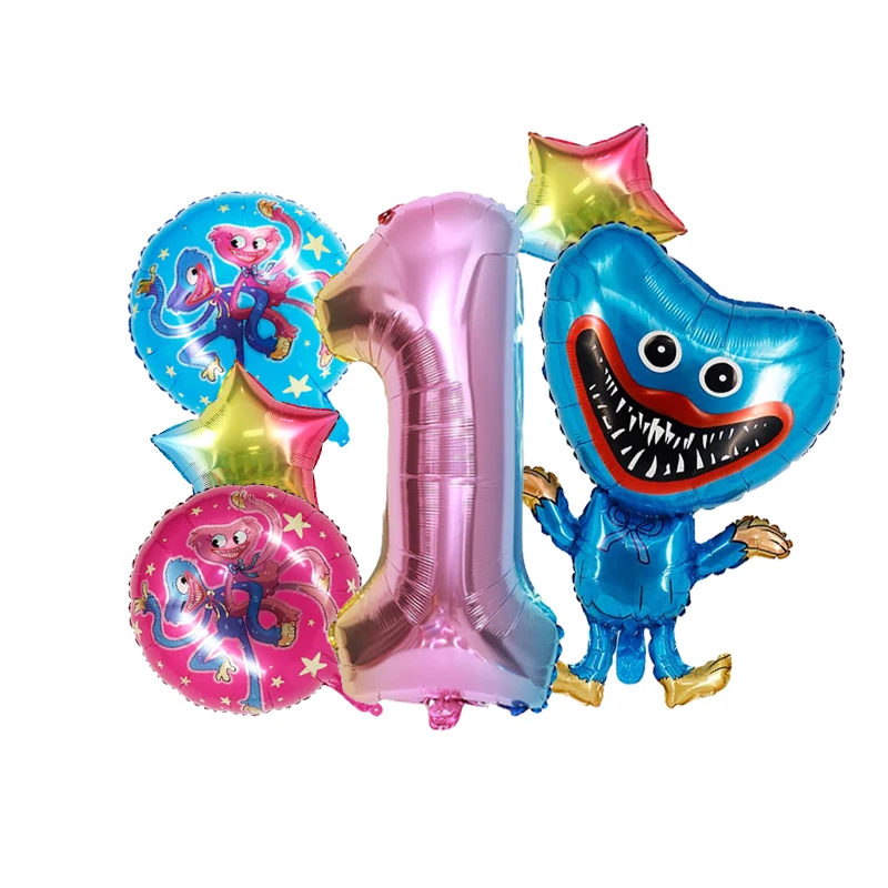 Anime Balloons New P&Poppys-Playtimes Kids Birthday Number 1-10 Ballons Baby Shower Gender Reveal Party Decoration Children Gift