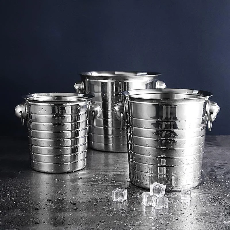 3/5L Edelstahl-Eiskübel Wein- und Bierkühler Eismacher für KTV Bar Küche Party Barware Snack-Eimer Behälter