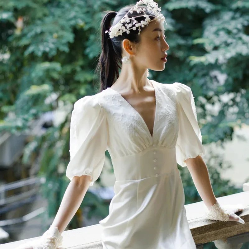 Атласное простое утягивающее элегантное платье с открытой спиной для путешествий, уличное платье с небольшим шлейфом и выходом, платье для приема для женщин