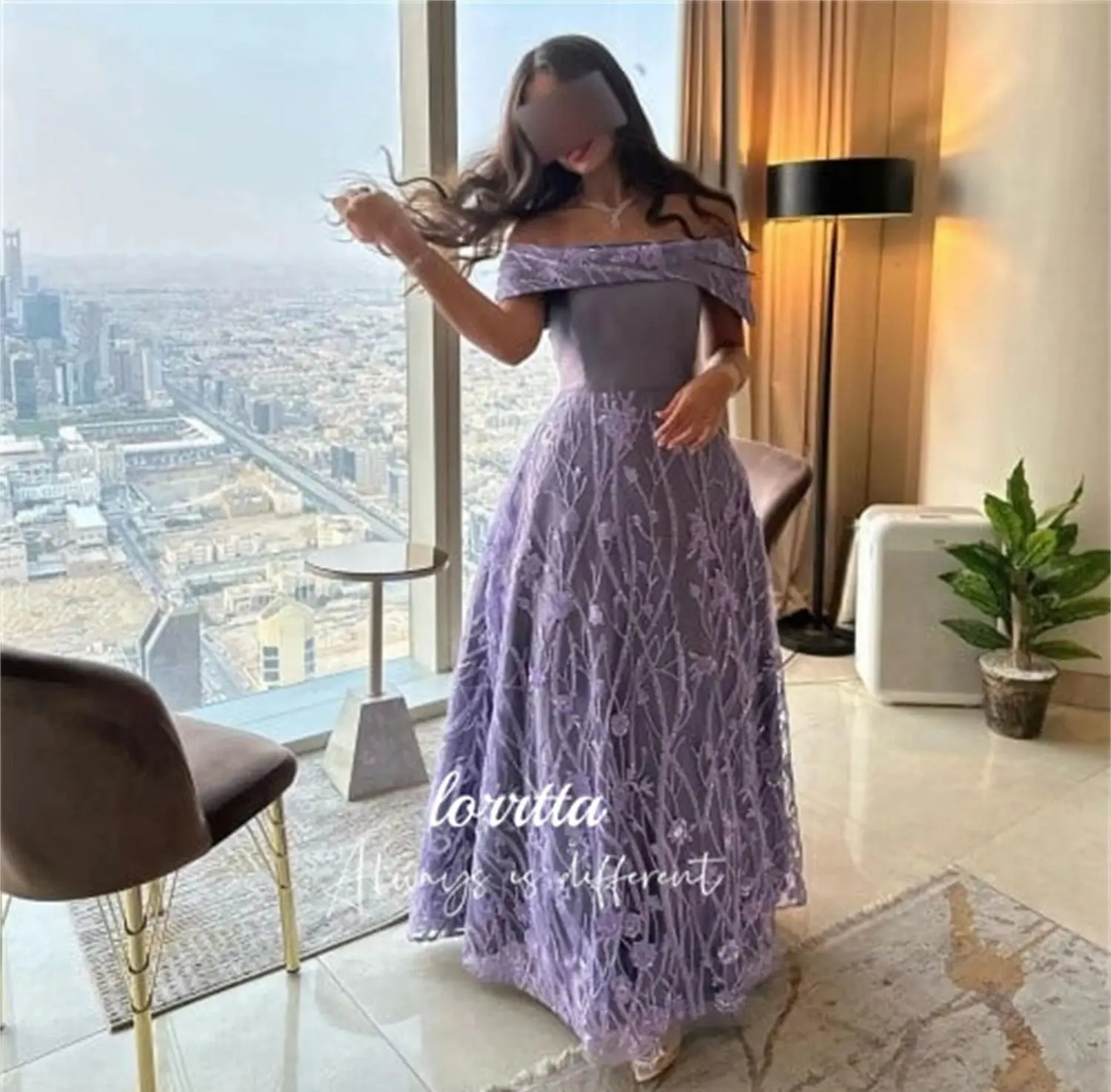 Evening Dress Satin Shiny Fabric Line A Eid Al-fitr Purple Formal Dresses Luxury Women 2024 New Special Occasion Gala Customized