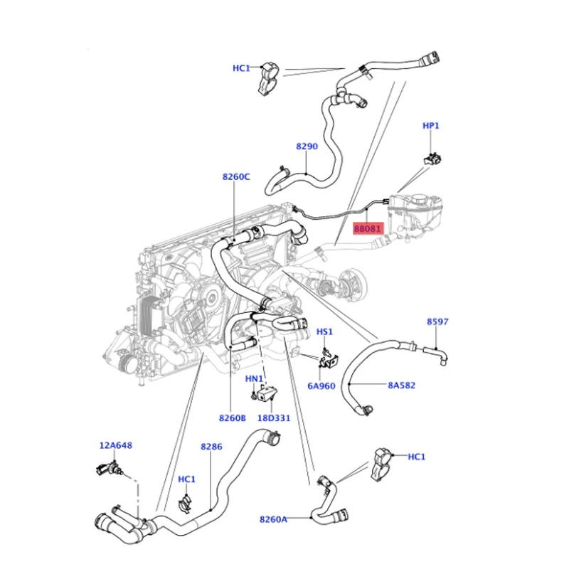 LR032094 La nd Ro ve r Hoses - Degassing Cooling System