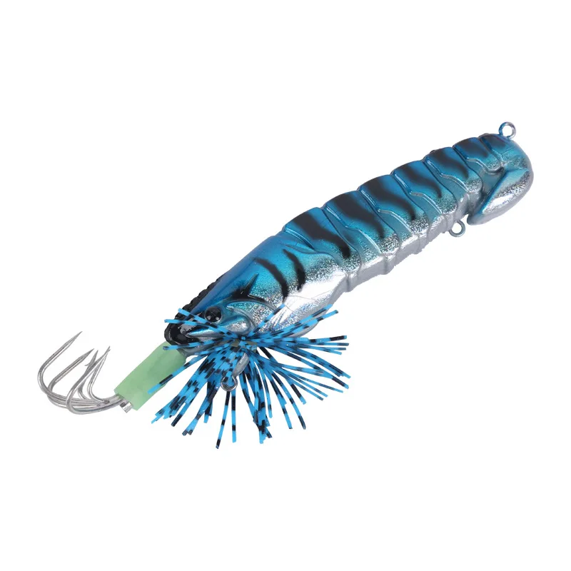 108Luminous Bait Squid Hook Wood Shrimp Lures Soft foot Jigs Lifelike Simulation Silicone Octopus Bait Fishing Tackle with sound