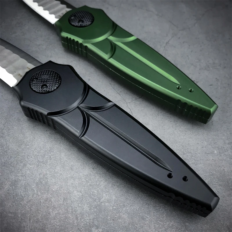 Hand Tools Mechanism Pocket Folding Knife D2 Blade Aviation Black/Green Aluminum Alloy 6061 Handle Outdoor Tacticals EDC Cutting