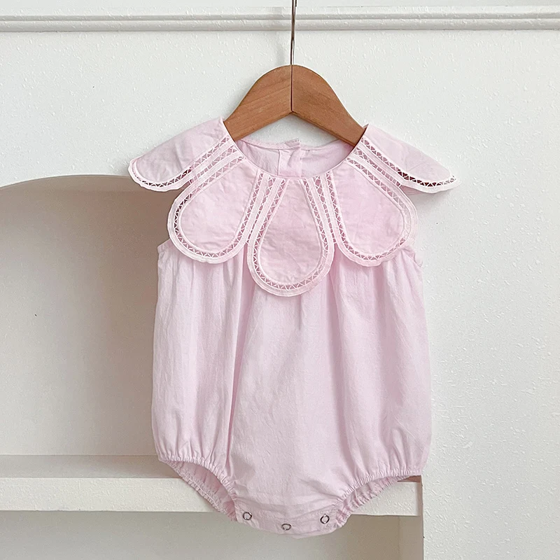 2024 New Summer Infant Baby Girl Bodysuits Sleeveless Cotton Splicing Newborn Baby Girl Jumpsuit 0-24M Baby Girls Clothes