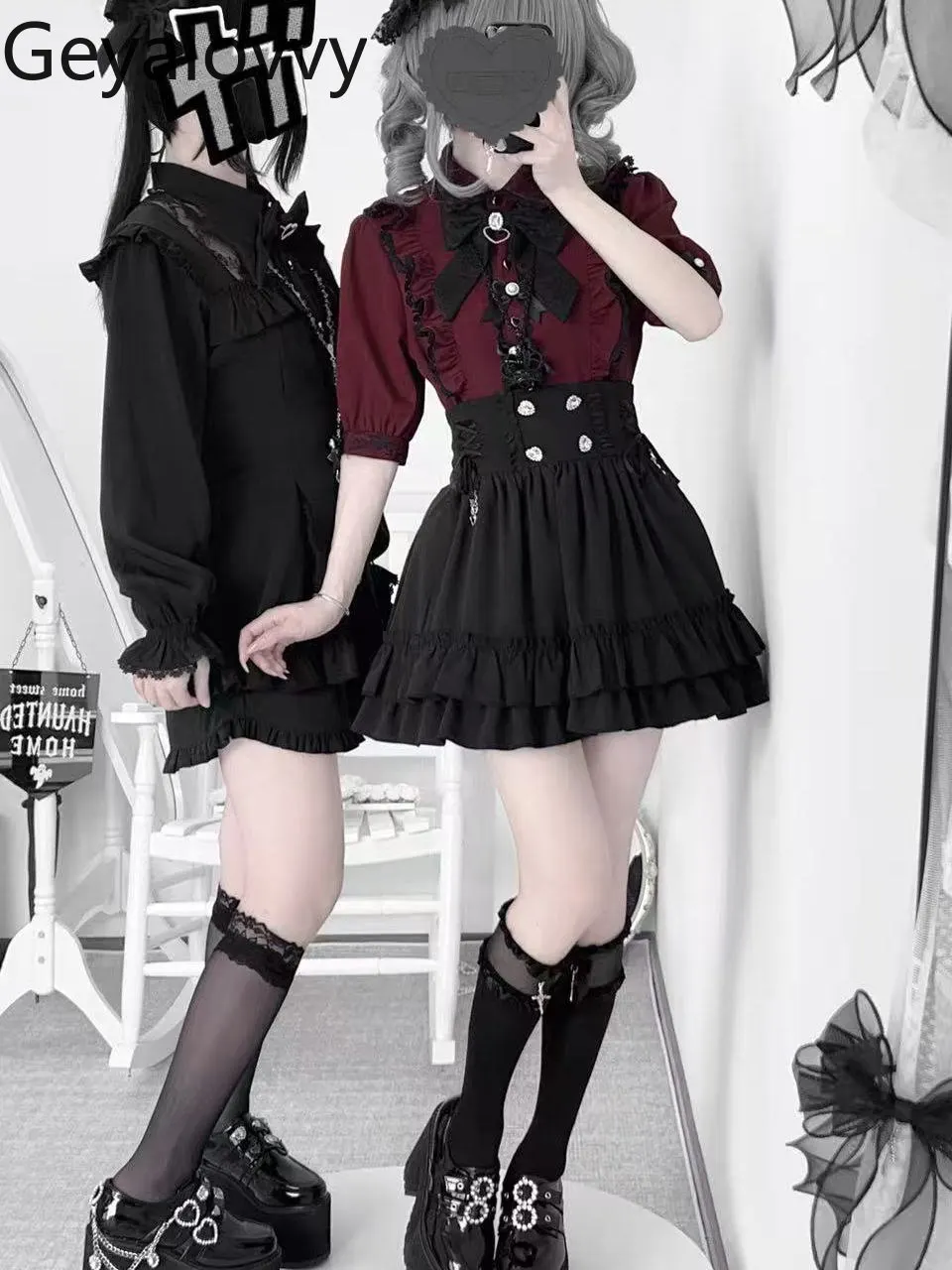 Süße süße Mädchen-Bluse mit vielseitigem Revers und Schleife, Original-Massenproduktion, japanisches Mine-Spitzen-Kurzarmshirt für Damen