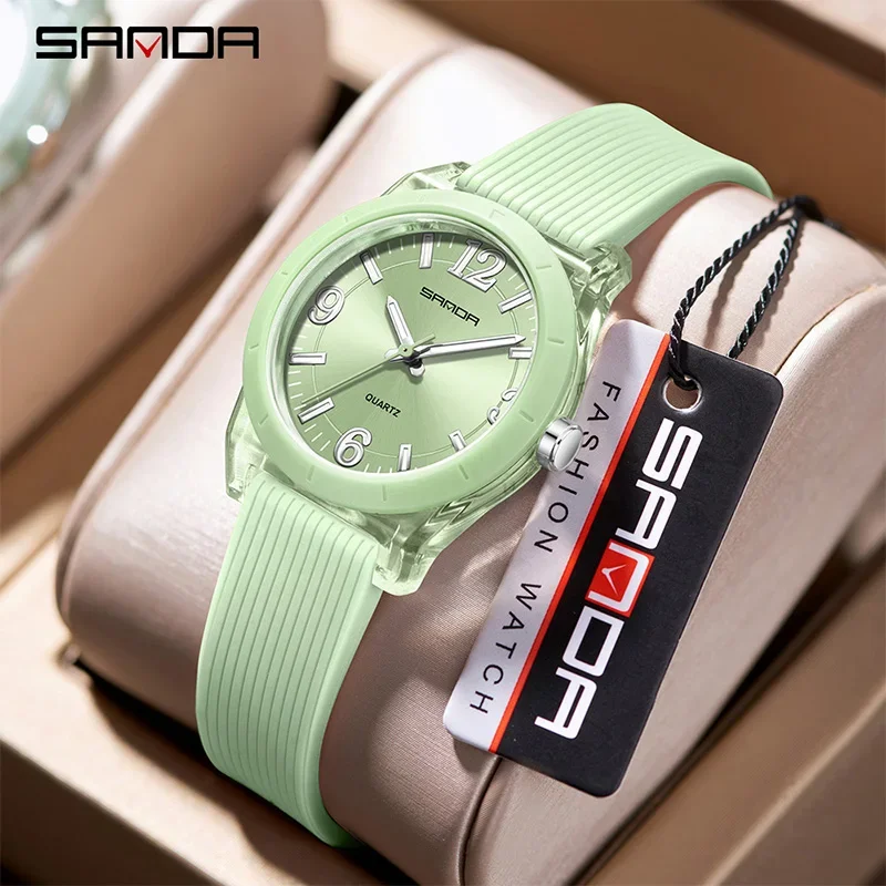 SANDA Top Brand New 6277 Transparent Case Children's Quartz Watch High Quality Waterproof Luminous Hands Student Sports Watches