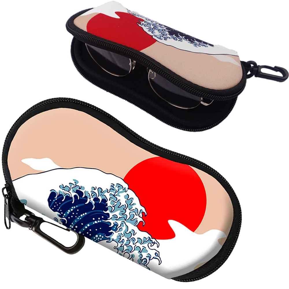 

Japanese Wave Painting Portable Glasses Case Cute Sunglasses for Woman Glasses Box Simple Sunglasses Box