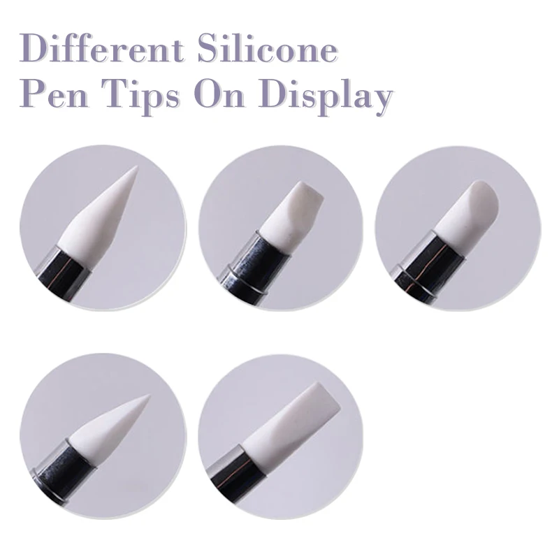 1 قطعة المزدوج نهاية مسمار الفن سيليكون النحت القلم ثلاثية الأبعاد نحت لتقوم بها بنفسك بريق مسحوق السائل مانيكير التنقيط فرشاة مسمار أدوات