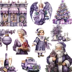 Purple Christmas Stickers Crafts And Scrapbooking stickers kids toys book Decorative sticker DIY Stationery