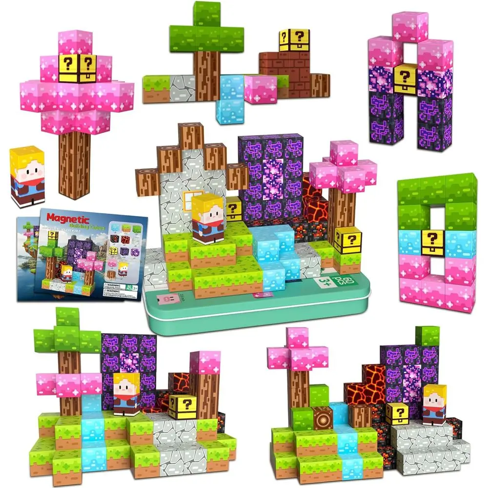 

Travel Magnetic Building Blocks - 60-Piece Cube Set for Kids, Ages 3-12, Ideal STEM Gift for Birthdays & Holidays