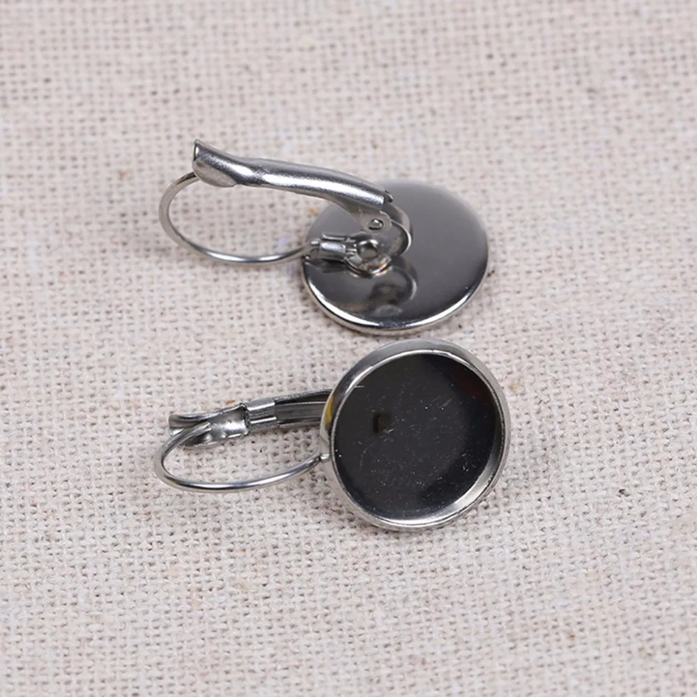 20pcs Stainless Steel Lever Back Earring Blanks 10mm 12mm 14mm 16mm 18mm 20mm  Cabochon Base Setting Bezels Diy Findings