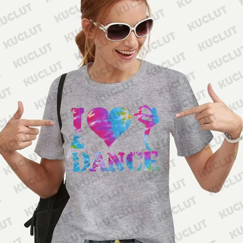 T Shirt Women I Love Dance Blouse Summer Soft Streetwear Harajuku Tees Fashion Print Graphic T-shirts Short Sleeve Y2k Tops