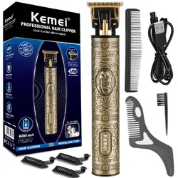 Kemei-KM-700D Profissional Clipper Cabelo para Homens, Barbeiro Aparador De Cabelo, Retro Buddha Cordless Borda Elétrica Máquina De Corte