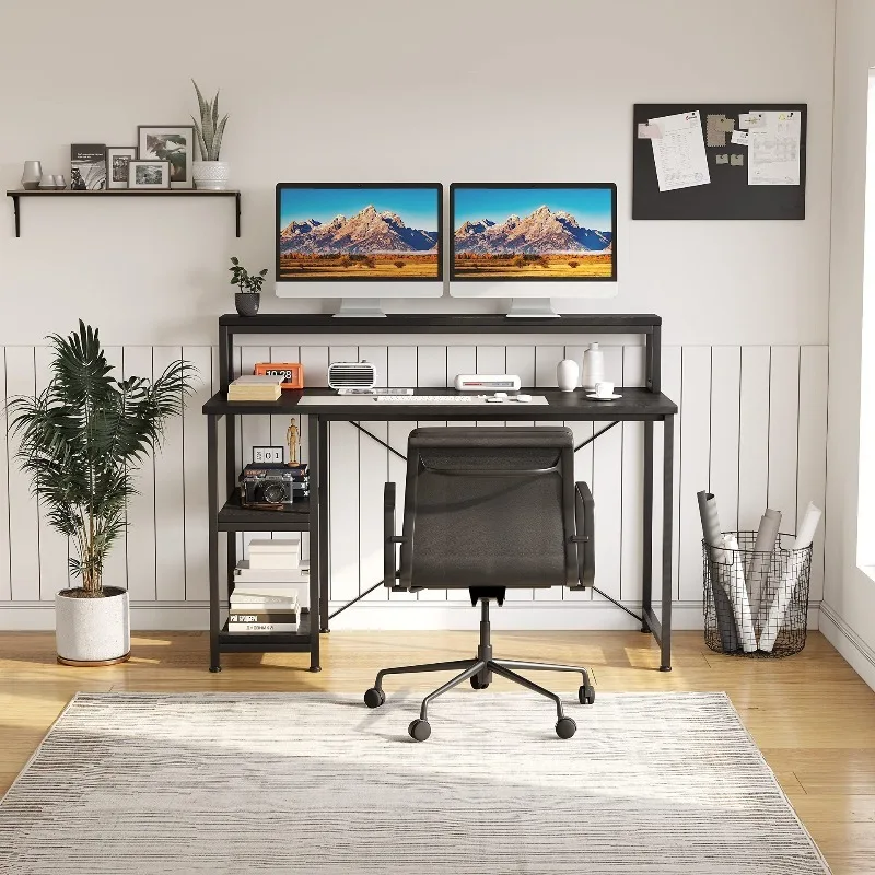 Home Bedroom Desktop Computer Desk Study Simple Desk with Storage Shelf Modern Simple Workbench