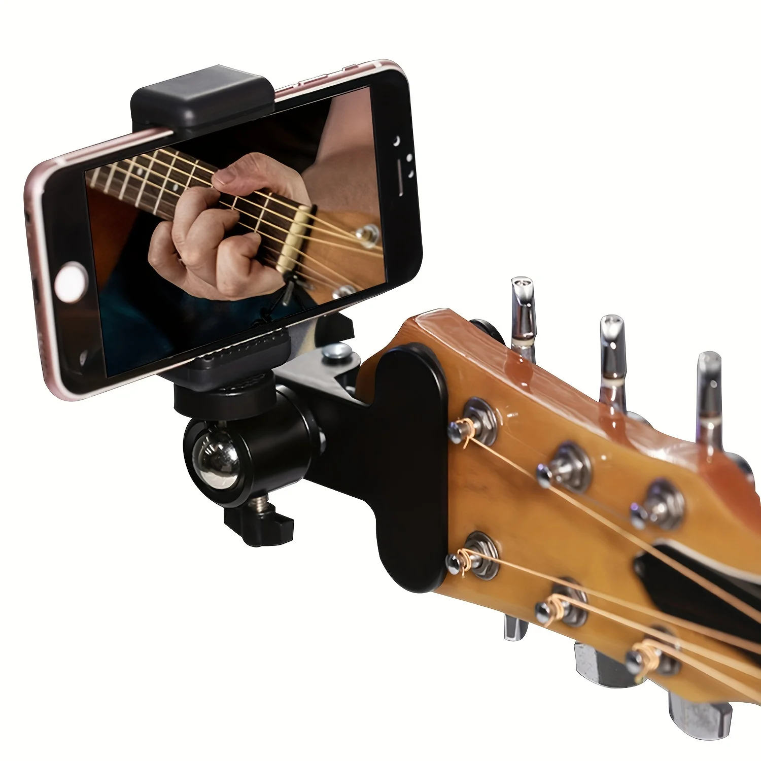 Adjustable Guitar Headphone Holder, ABS Material, 360-Degree Rotation, Mobile Phone Stand for Live Streaming, Music Recording