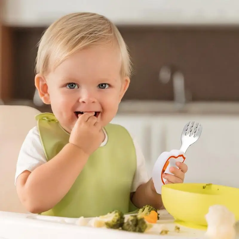 

Baby Learning To Eat Spoon Training Learning Spoons Utensils Easy Grip Feeding Utensils Smooth Food Feeder Tableware For Parents