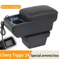 For Chery Tiggo 3X Car Centre Console Armrest Storage box with USB Charging Retrofit Port Interior details Simple installation