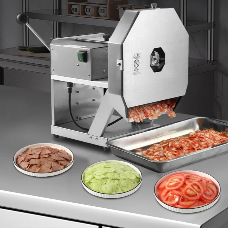 New Stainless Steel Cured Meat And Vegetable Slicer Hand-Operated And Electric Integrated Potato And Tomato Slicing Machine