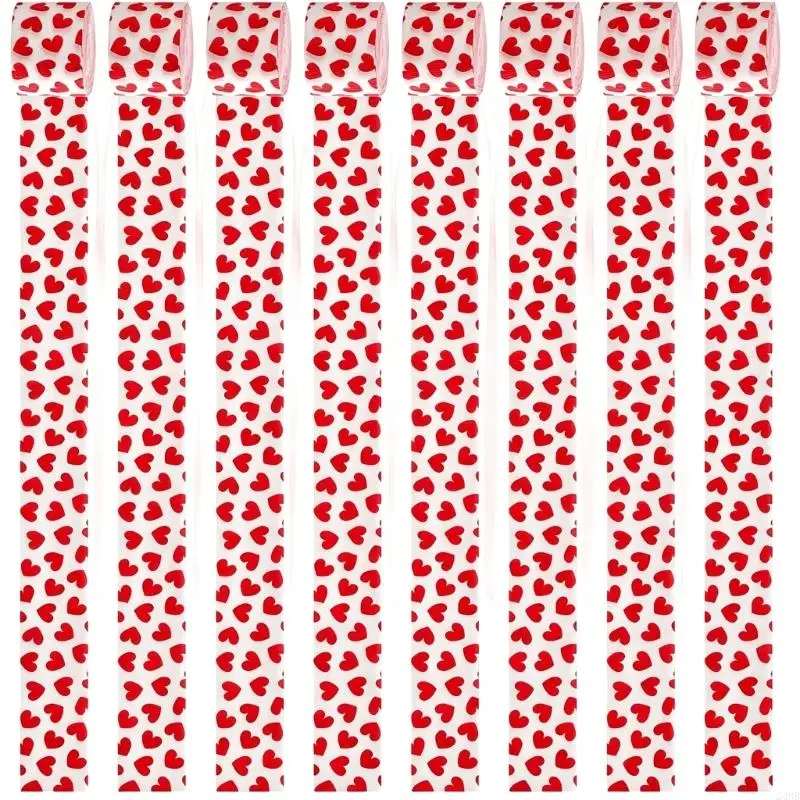Heart-Pattern Paper Hanging Rolls, 10 Continuous Rolls for Wedding, Proposal, Table, Window Frame, and Display Board 24BB