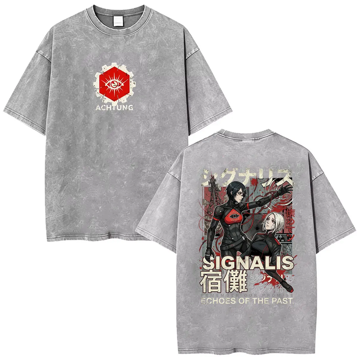 Hot Game Signalis Vintage Washed Graphic T Shirt Men Women Fans Player Clothing Short Sleeve T-shirts Harajuku Fashion T-shirt