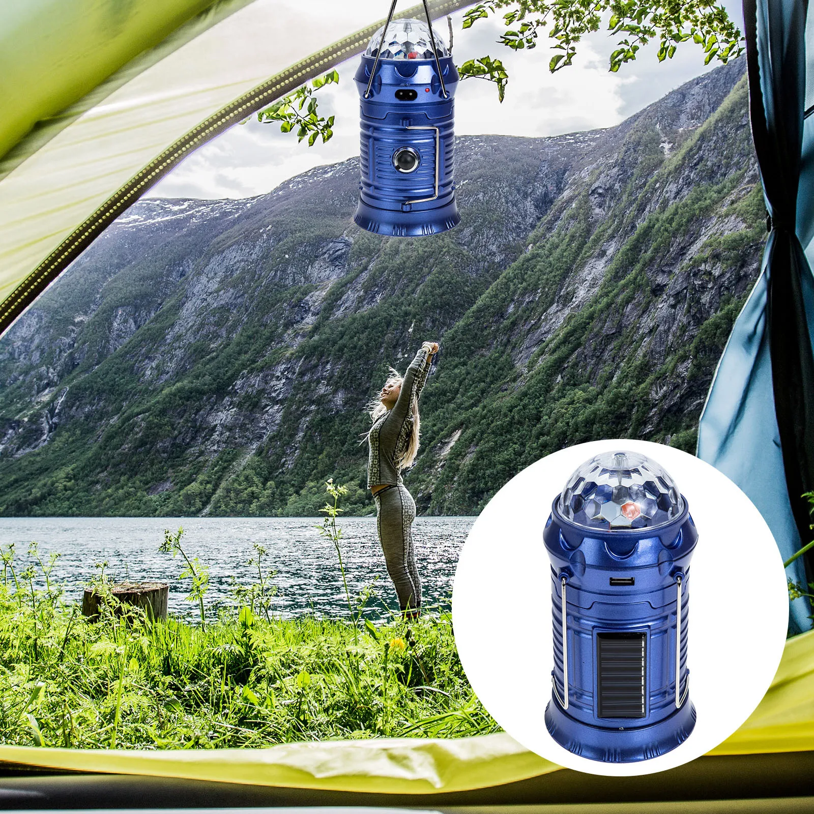 الطاقة الشمسية Led التخييم ضوء 90 درجة قابل للتعديل المحمولة فانوس خارجي قابلة للشحن خيمة مصباح لوحة السيليكون الكريستالات سريع