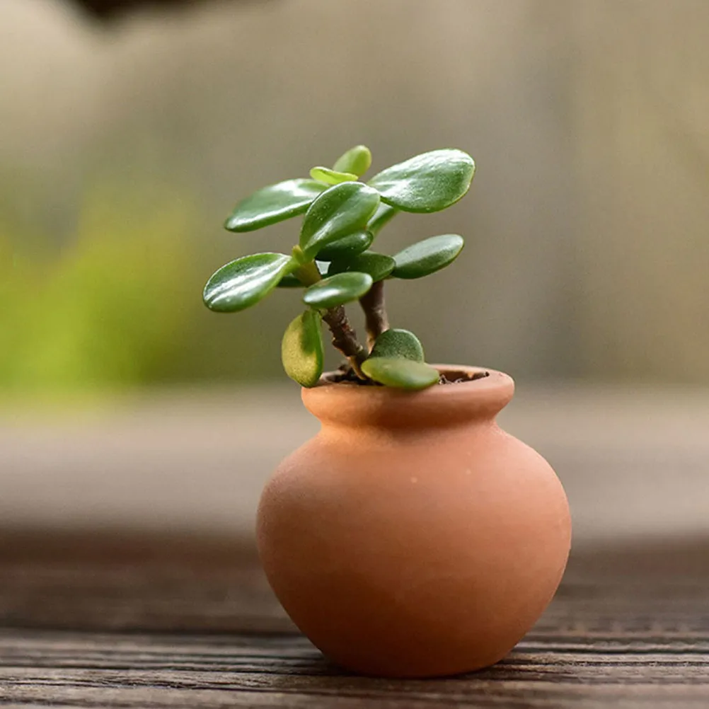 7Pcs Mini Plant Pots Handcrafted Pottery Clay Breathable Succulent Planters for Indoor Desktop Shelf Windowsill Terracotta Decor