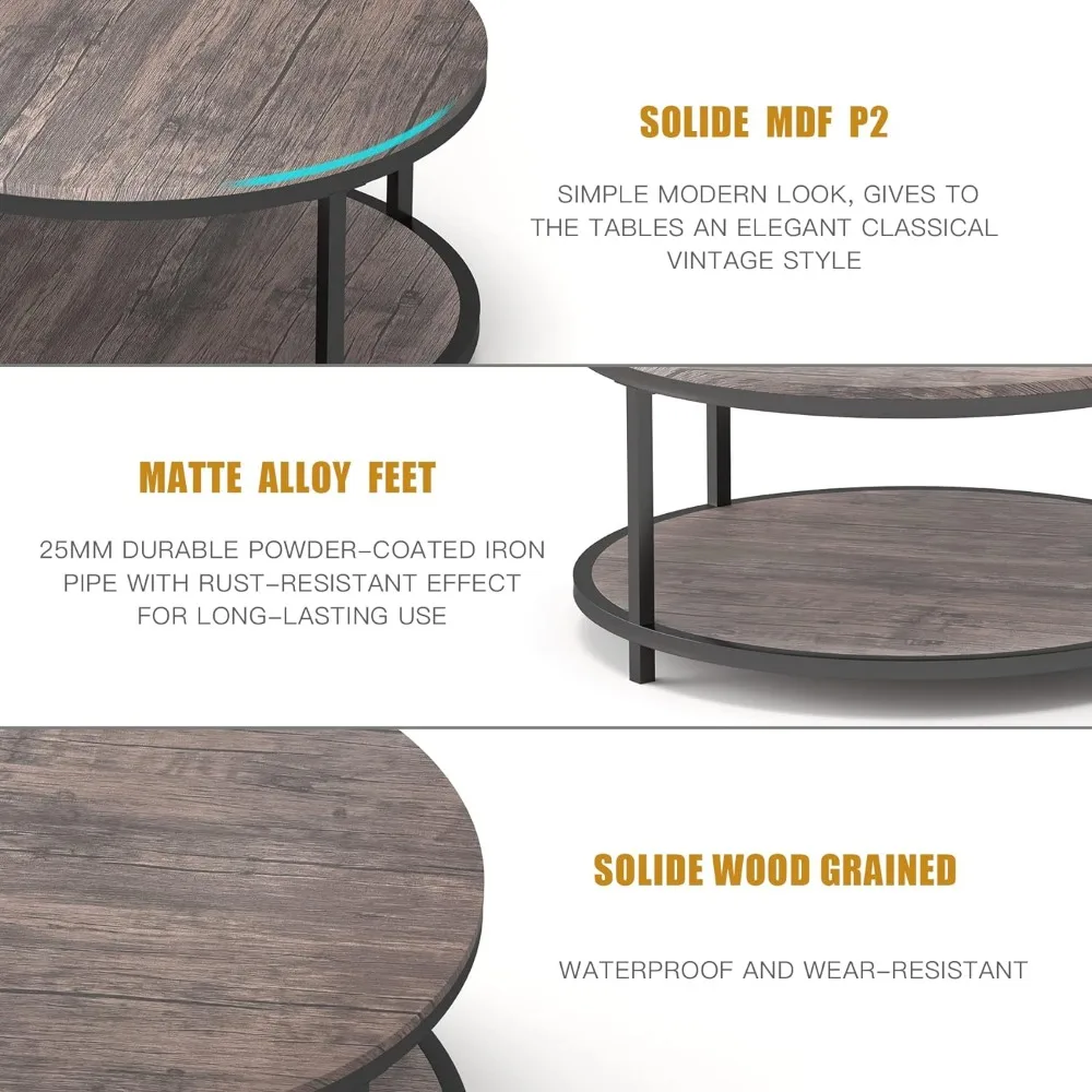 Mesas de Café para sala de estar, mesa redonda de diseño moderno, Centro de asientos, extremo pequeño, muebles de Café, 36 pulgadas