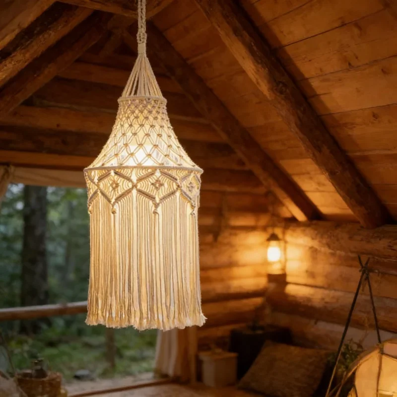 

Плетеный абажур ручной работы в скандинавском стиле для подвесного светильника, декоративный элемент для дома, спальни, гостиной, для гостевых домов