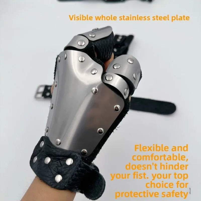 Professional Heavy Duty Stainless Steel Slingshot Fishing Hunting Hand Guard Protective Leather Grip Pulley System Outdoor Tool