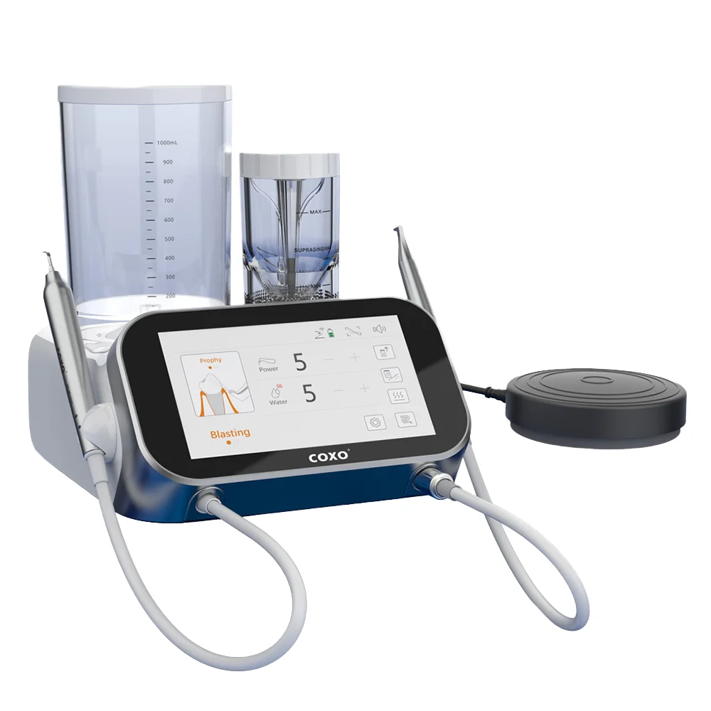 PT Master Portable Dental Ultrasonic Teeth Scaler and air Polisher 2 in 1 Sandblasting Machine Cavitron Piezo and Airflow