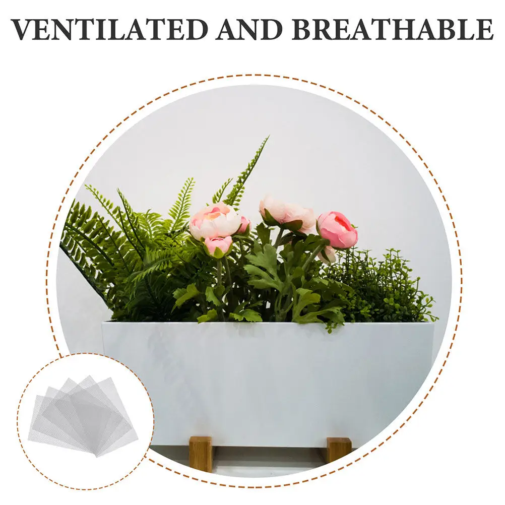 30Pcs Flower Pot Bottom Hole Mesh Pad Rectangular Plastic Grid Mat Breathable Reusable Portable Indoor Outdoor Bonsai Planters