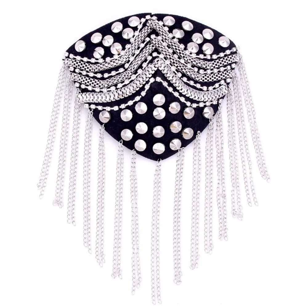 Retro Epaulets Shoulder Board Brooch Punk Shoulder Flash Breastpin Badge Fringe Shoulder Mark Party