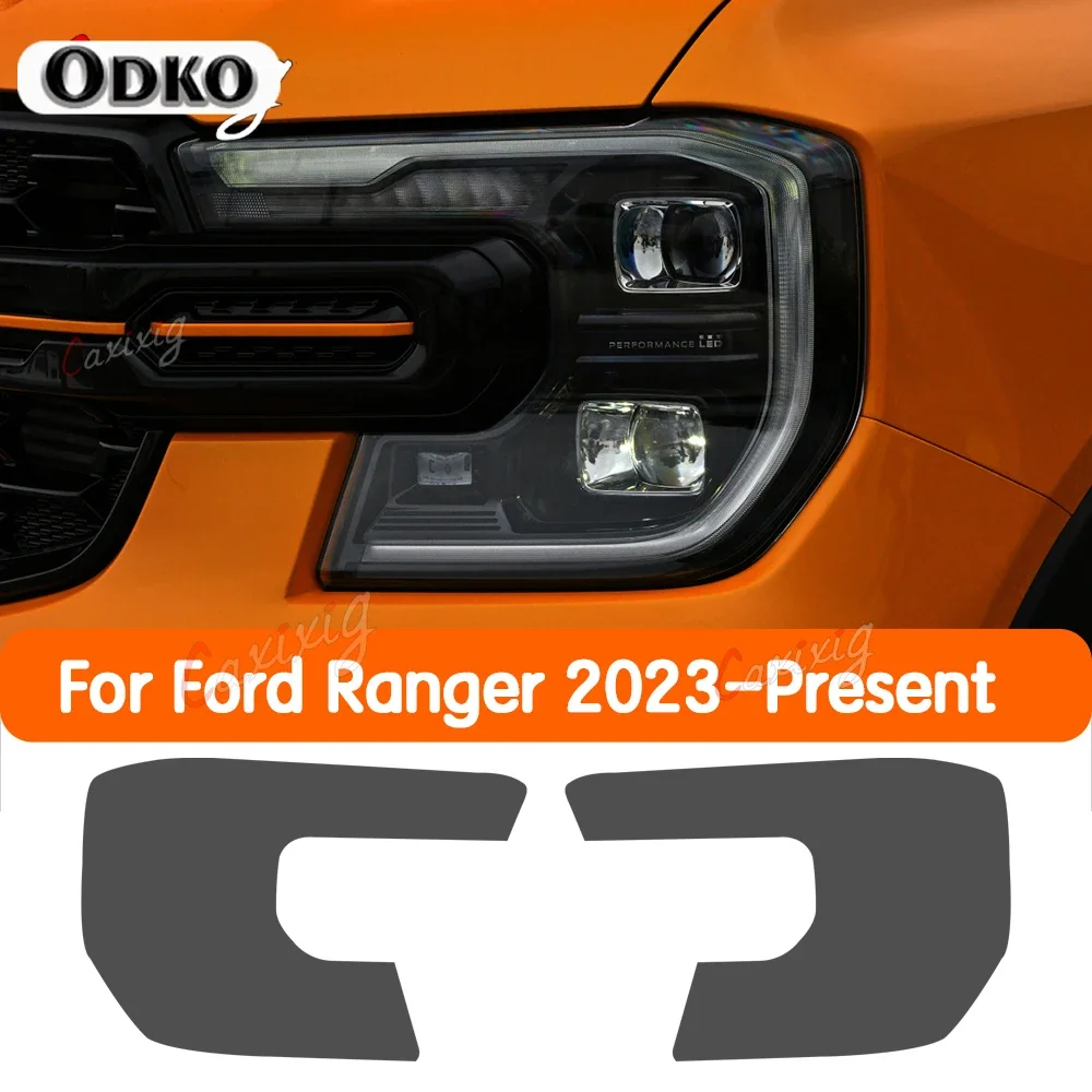 

2 Pcs Car Headlight Protective Film Transparent Smoke Black TPU Sticker For Ford Ranger 2023 2024 T9 Wildtrack Raptor Accessorie