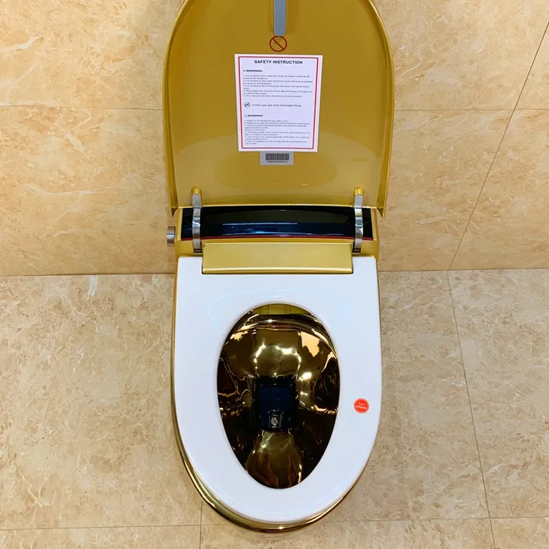 for Middle East Hot Fully Automatic Gold Toilet Yellow Gold Multi Function Remote Control Constant Temperature Siphon Colored