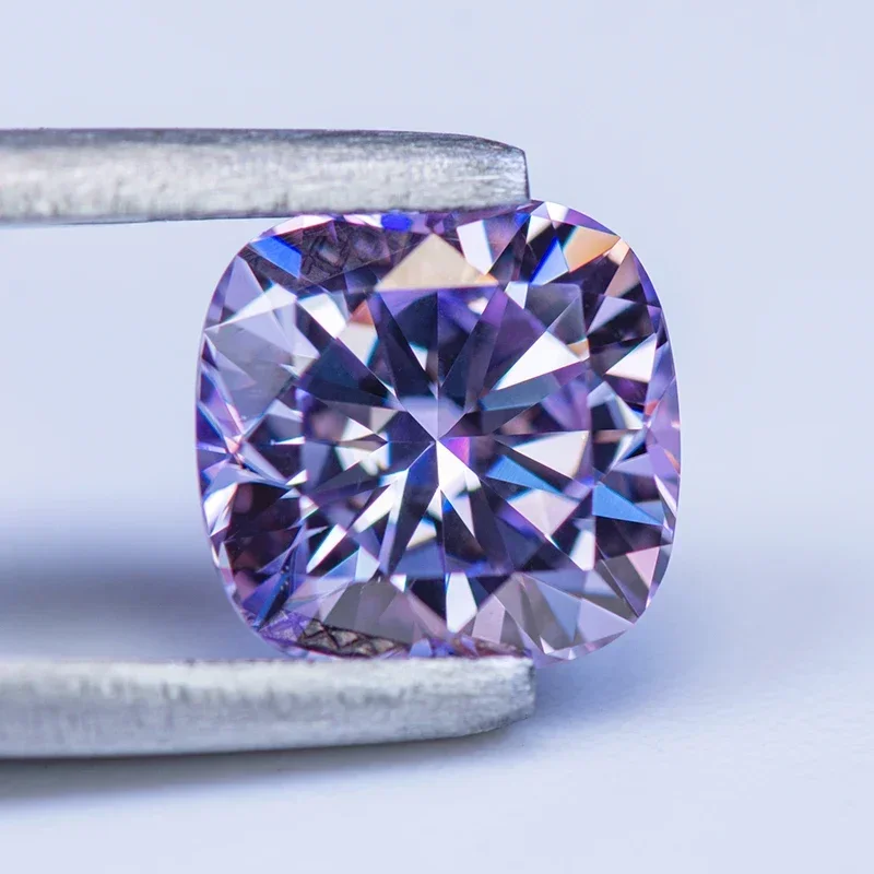 

NEW Moissanite Diamond Light Purple Color Cushion Cut Lab Grow Gemstone for Charms Woman Jewelry with GRA Certificate Free Deliv